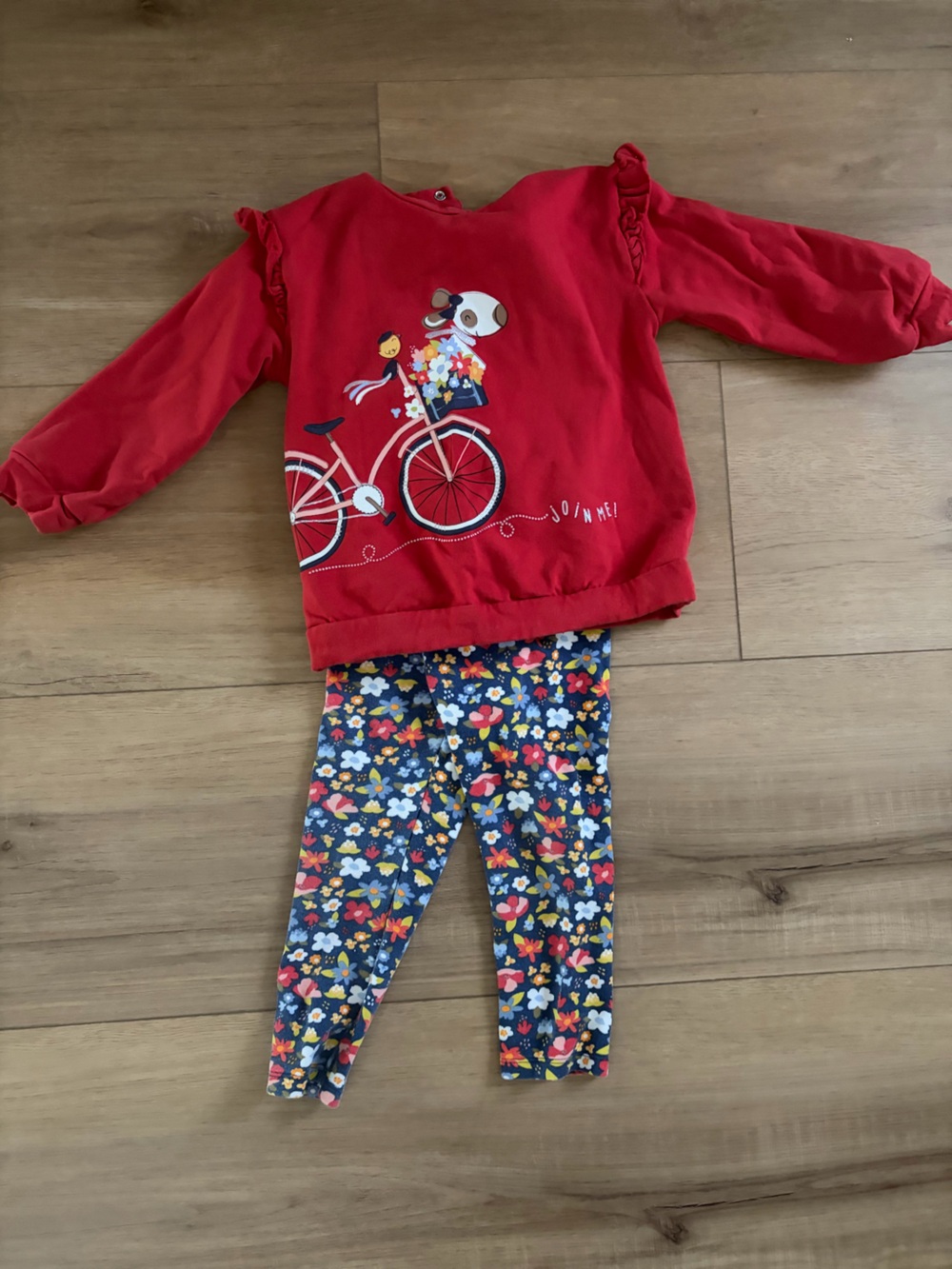 Mayoral Red Bicycle Sweatshirt with Navy Floral Leggings